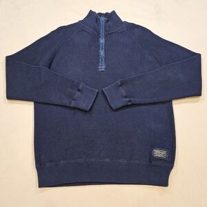 Polo Jeans Co. Ralph Lauren 1/4 Zip Pullover Sweater Mens XL Navy Blue Military